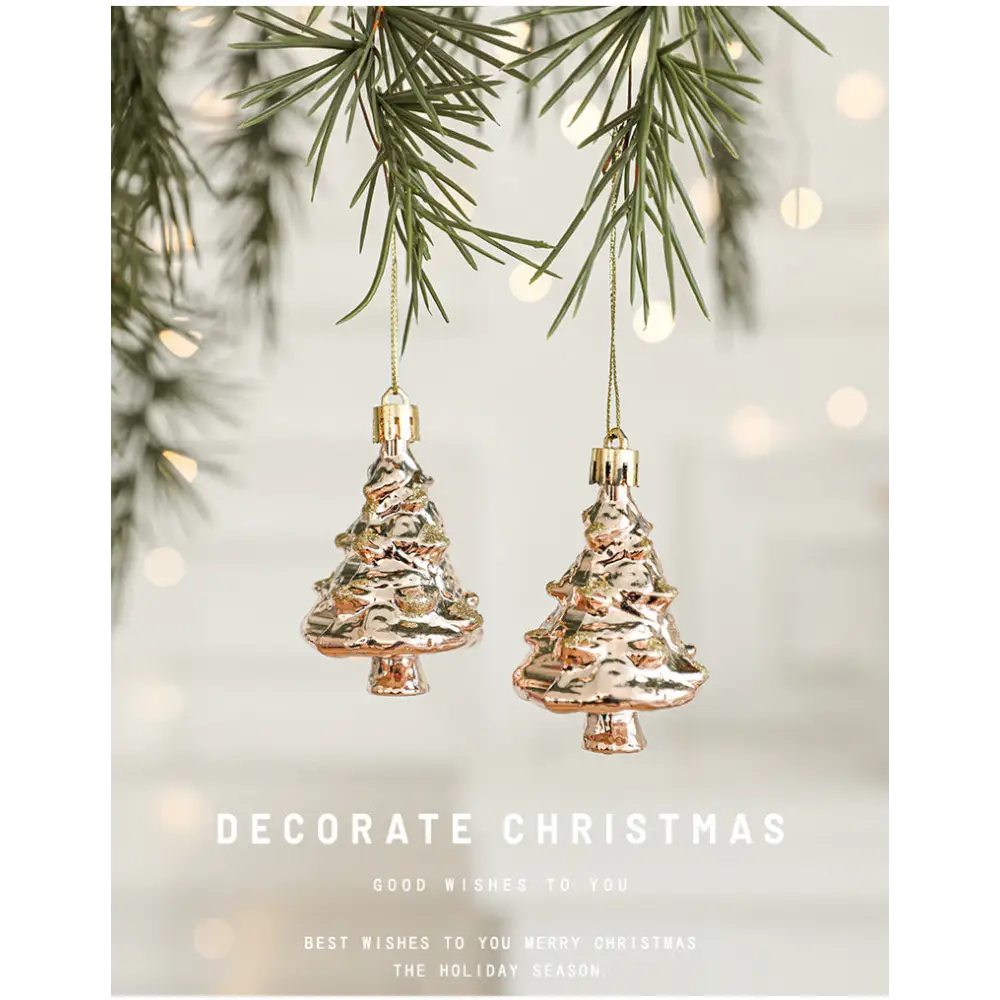 Set of 10 Christmas Ornaments -Gold & Rose Gold Holiday Tree Decorations - Occasions > Christmas > Christmas Decorations