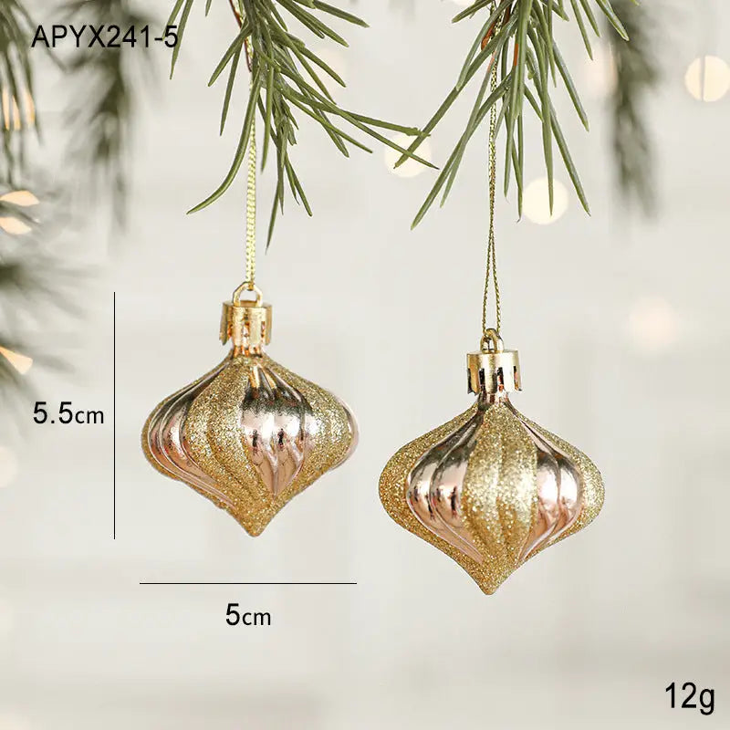 Set of 10 Christmas Ornaments -Gold & Rose Gold Holiday Tree Decorations - Occasions > Christmas > Christmas Decorations