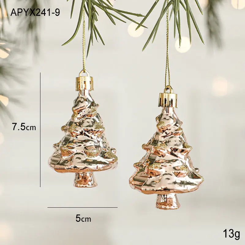 Set of 10 Christmas Ornaments -Gold & Rose Gold Holiday Tree Decorations - Occasions > Christmas > Christmas Decorations