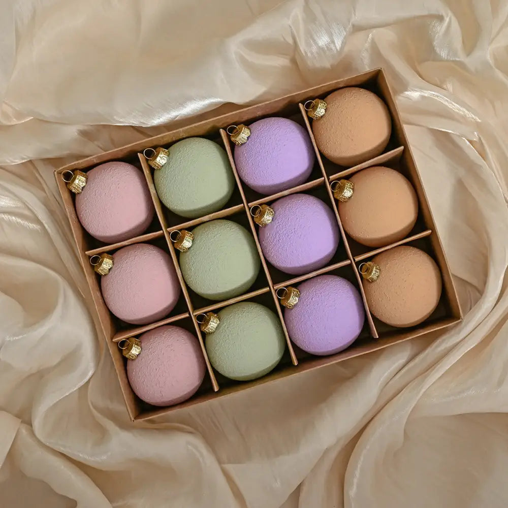 Set of 12 Matte Christmas Ornaments- Pastel Colored Shatterproof Baubles for Holiday Decor (6 cm) - Occasions >