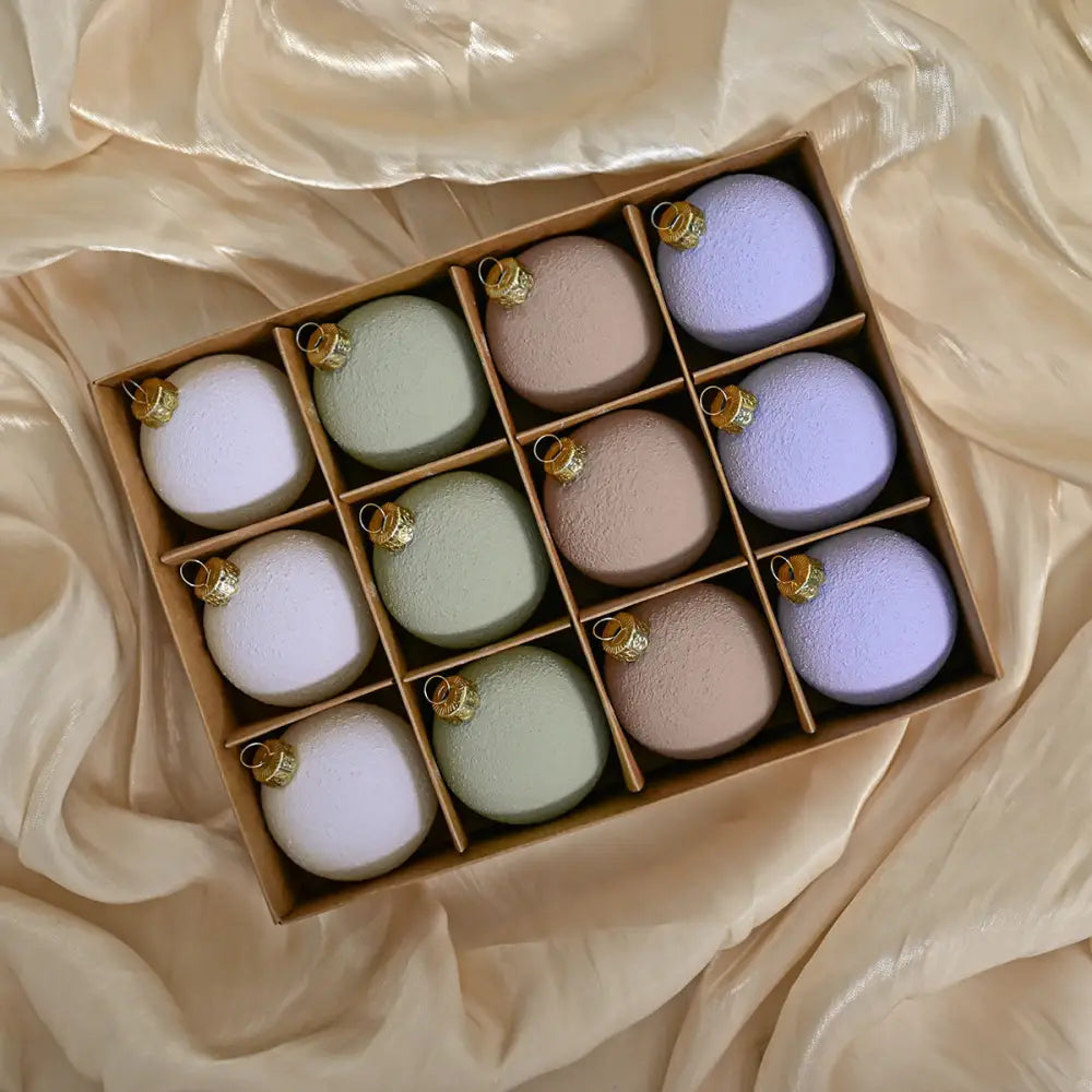 Set of 12 Matte Christmas Ornaments- Pastel Colored Shatterproof Baubles for Holiday Decor (6 cm) - Occasions >