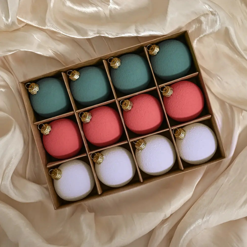 Set of 12 Matte Christmas Ornaments- Pastel Colored Shatterproof Baubles for Holiday Decor (6 cm) - Occasions >
