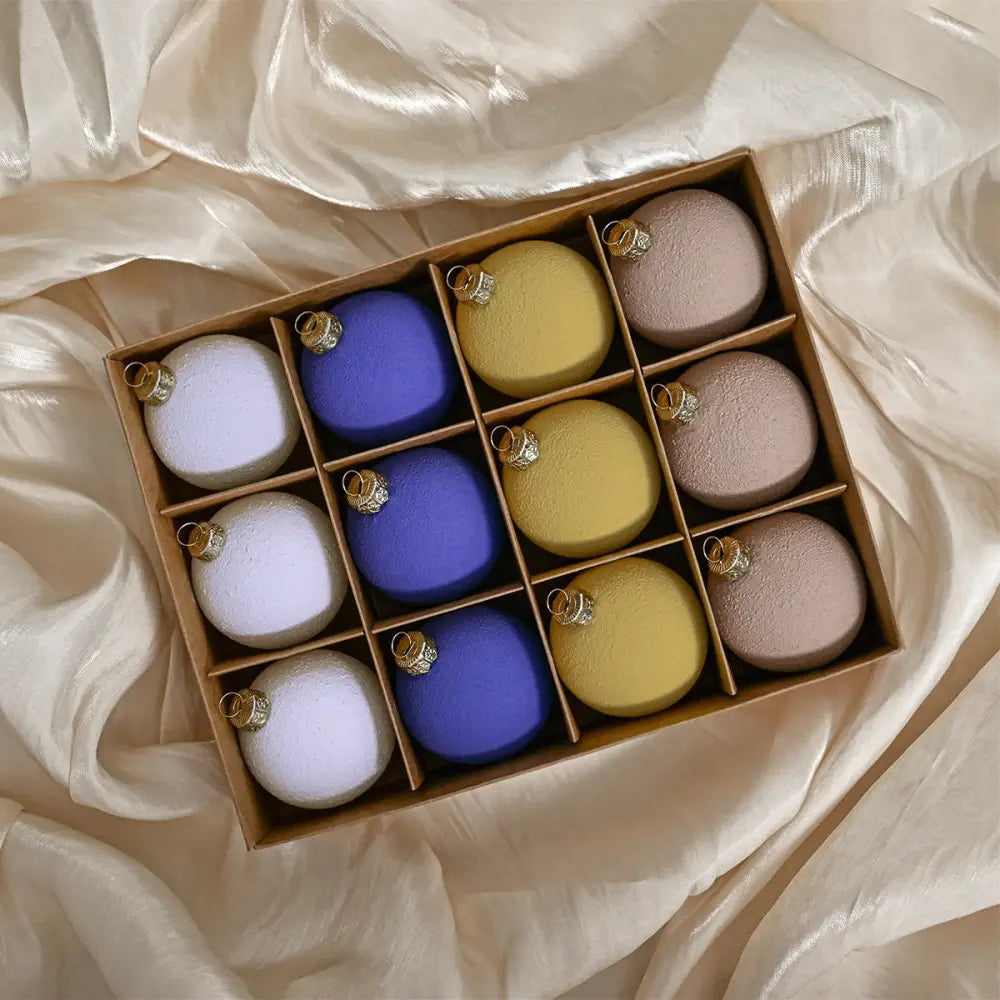 Set of 12 Matte Christmas Ornaments- Pastel Colored Shatterproof Baubles for Holiday Decor (6 cm) - Occasions >