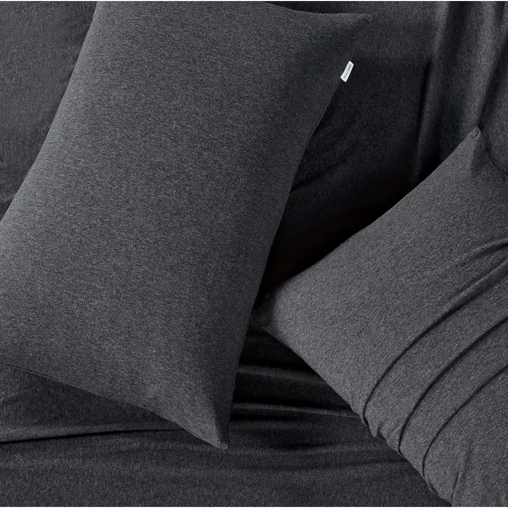 Set of 2 100% Jersey Cotton Soft Breathable Stretchy Standard Pillowcase - Black Marble - Home & Garden > Bedding >