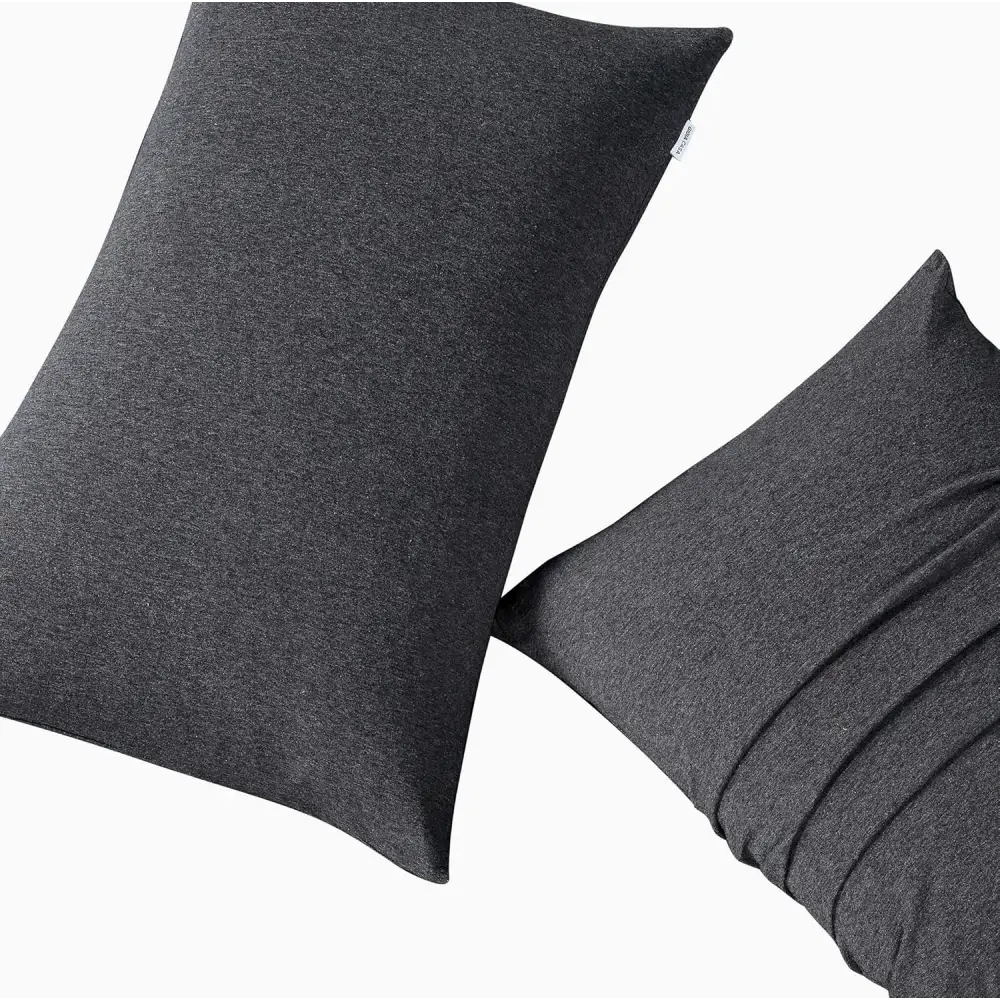 Set of 2 100% Jersey Cotton Soft Breathable Stretchy Standard Pillowcase - Black Marble - Home & Garden > Bedding >