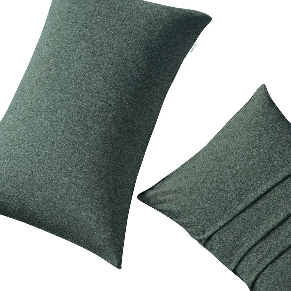 Set of 2 100% Jersey Cotton Soft Breathable Stretchy Standard Pillowcase - Forest Green - Home & Garden > Bedding >