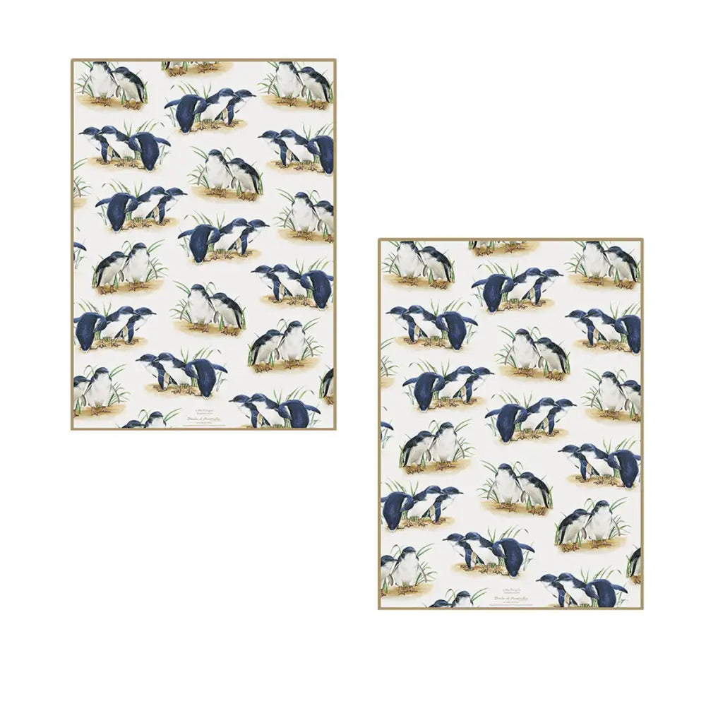 Set of 2 Birds of Australia Kitchen Tea Towels Penguin 50 x 70 cm - Home & Garden > Kitchenware