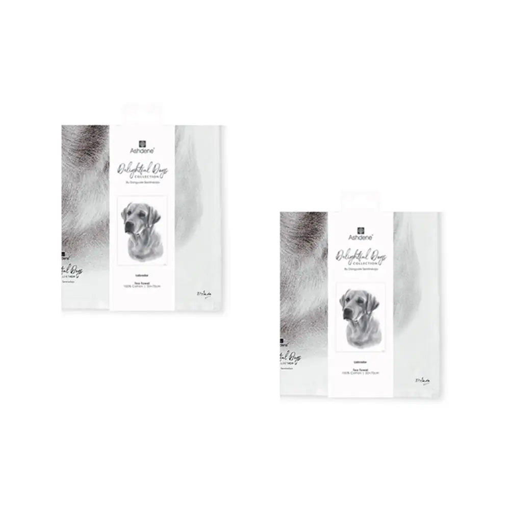 Set of 2 Delightful Dogs Cotton Kitchen Tea Towels 50 x 70 cm Labrador - Home & Garden > Kitchenware