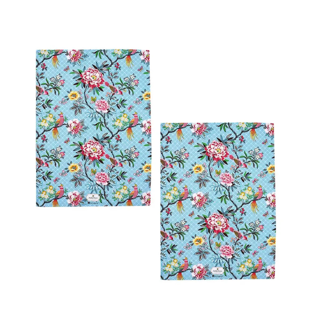 Set of 2 Jardin Peony Cotton Kitchen Tea Towels 50 x 70 cm - Home & Garden > Kitchenware