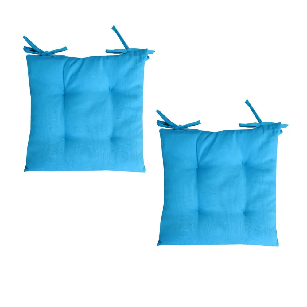 Set of 2 Outdoor Polyester Solid Chair Pads 40 x 40cm Ocean Blue - Home & Garden > Decor