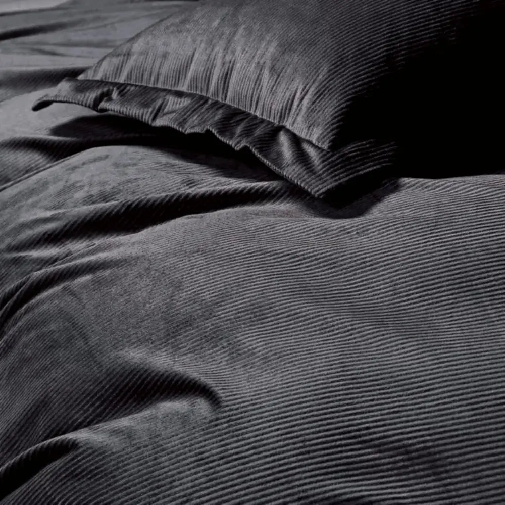 Set of 2 Super Soft Corduroy Velvet Standard Pillowcase - Charcoal - Home & Garden > Bedding > Pillowcases