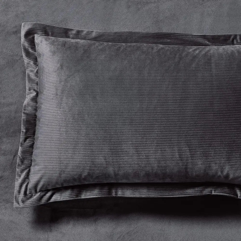 Set of 2 Super Soft Corduroy Velvet Standard Pillowcase - Charcoal - Home & Garden > Bedding > Pillowcases