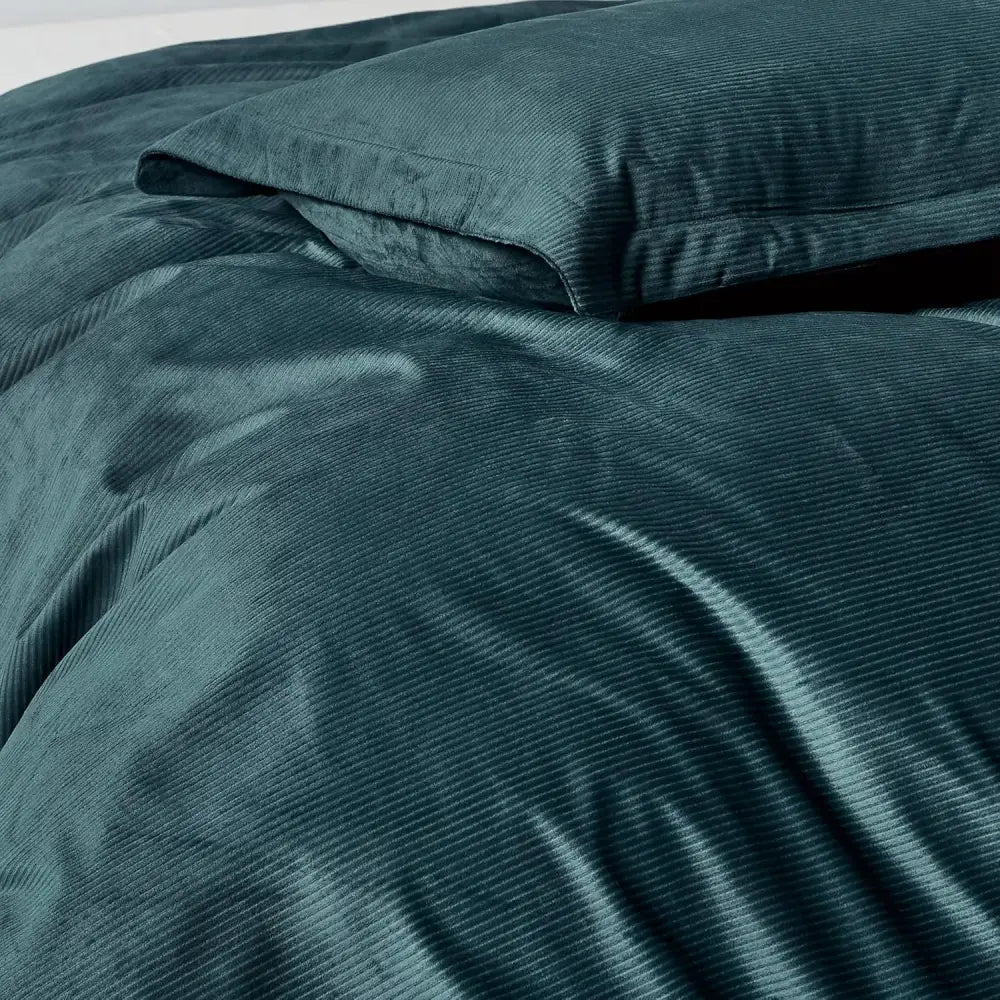 Set of 2 Super Soft Corduroy Velvet Standard Pillowcase - Forest Green - Home & Garden > Bedding > Pillowcases