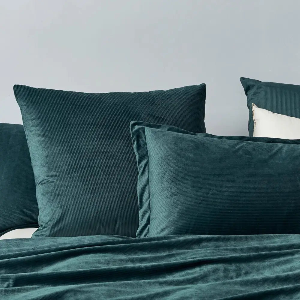 Set of 2 Super Soft Corduroy Velvet Standard Pillowcase - Forest Green - Home & Garden > Bedding > Pillowcases