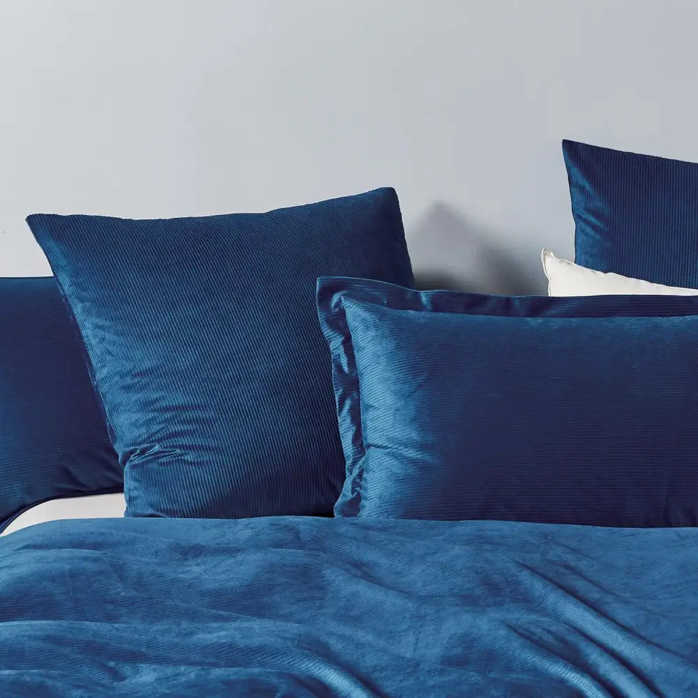 Set of 2 Super Soft Corduroy Velvet Standard Pillowcase - Navy Blue - Home & Garden > Bedding > Pillowcases