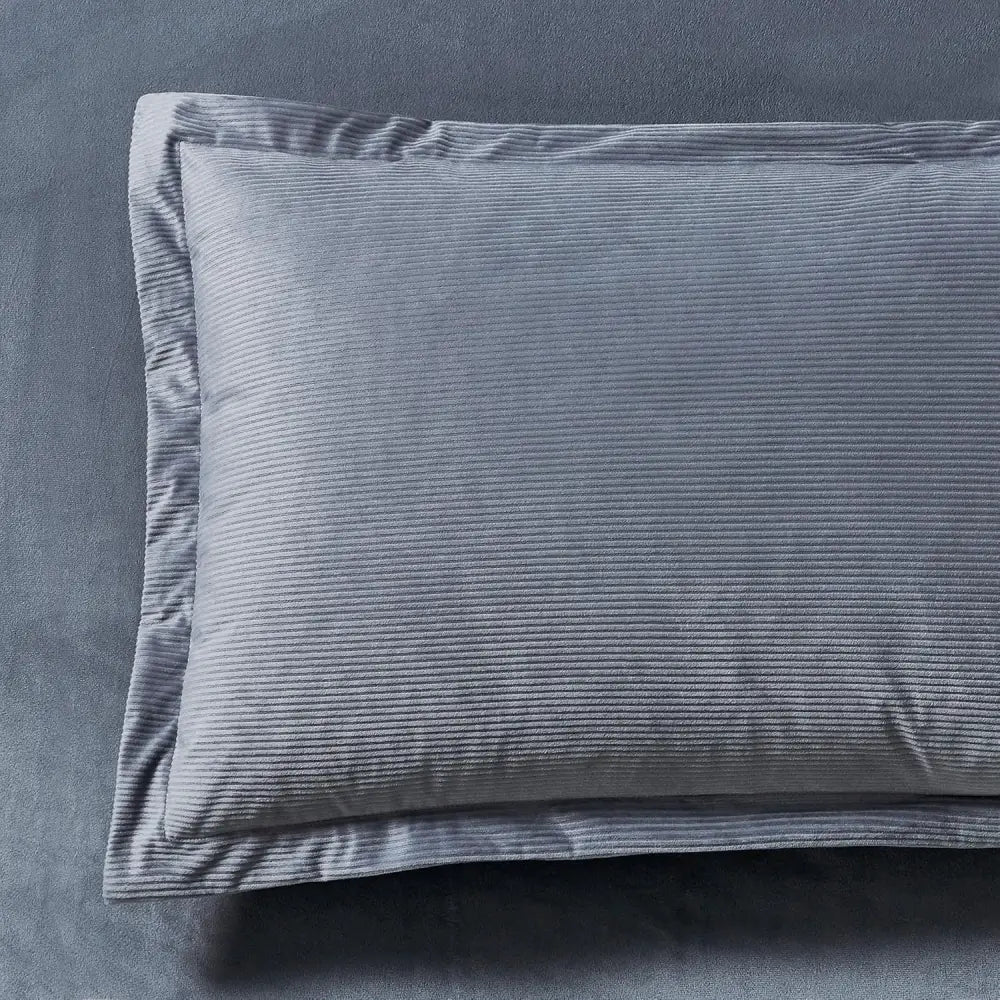 Set of 2 Super Soft Corduroy Velvet Standard Pillowcase - Steel - Home & Garden > Bedding > Pillowcases