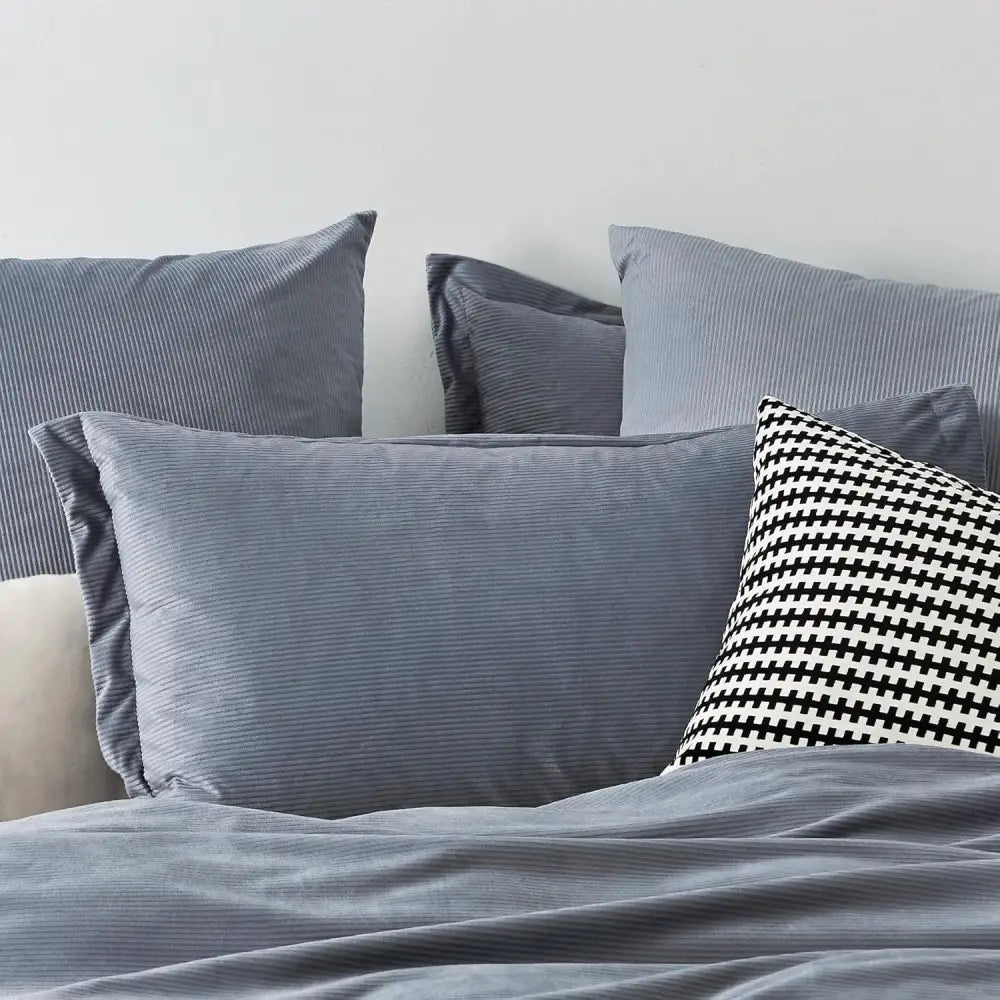 Set of 2 Super Soft Corduroy Velvet Standard Pillowcase - Steel - Home & Garden > Bedding > Pillowcases