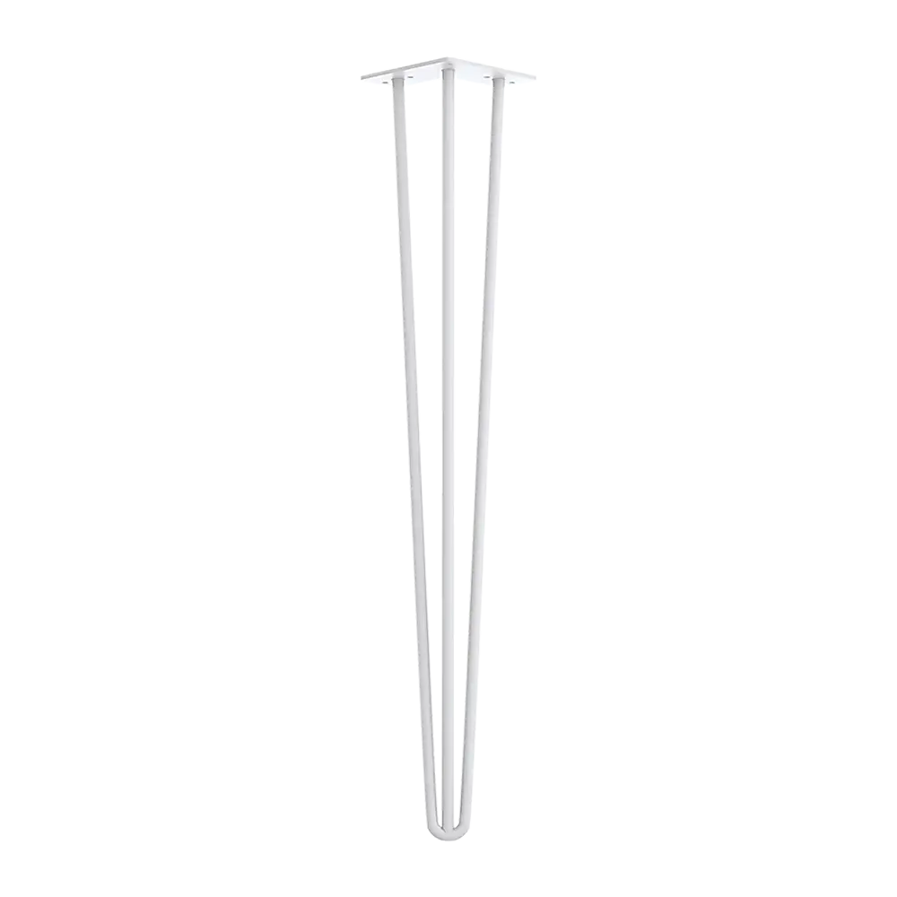 Set of 4 Industrial 3-Rod Retro Hairpin Table Legs 12mm Steel Bench Desk - 71cm White - Furniture > Office