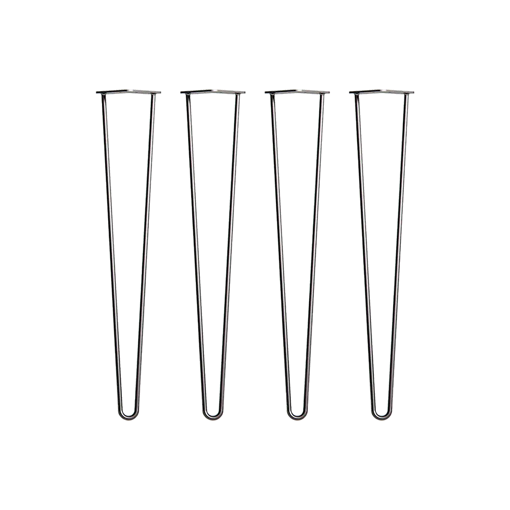 Set of 4 Industrial Retro Hairpin Table Legs 12mm Steel Bench Desk - 71cm Black - Furniture > Office