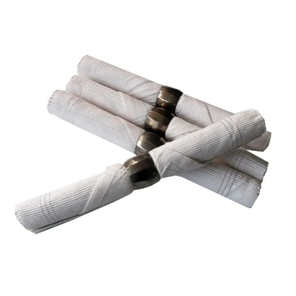 Set of 4 Maria Cotton Placemats with Napkins and Napkin Rings White - Home & Garden > Kitchenware