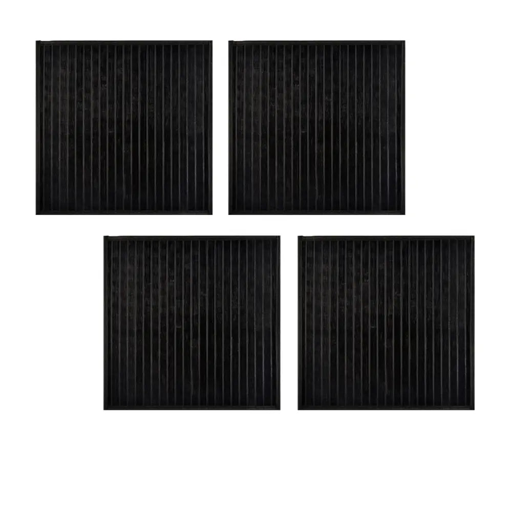 Set of 4 Square Broad Slat Bamboo Table Placemats 35 x 35cm Black - Home & Garden > Kitchenware