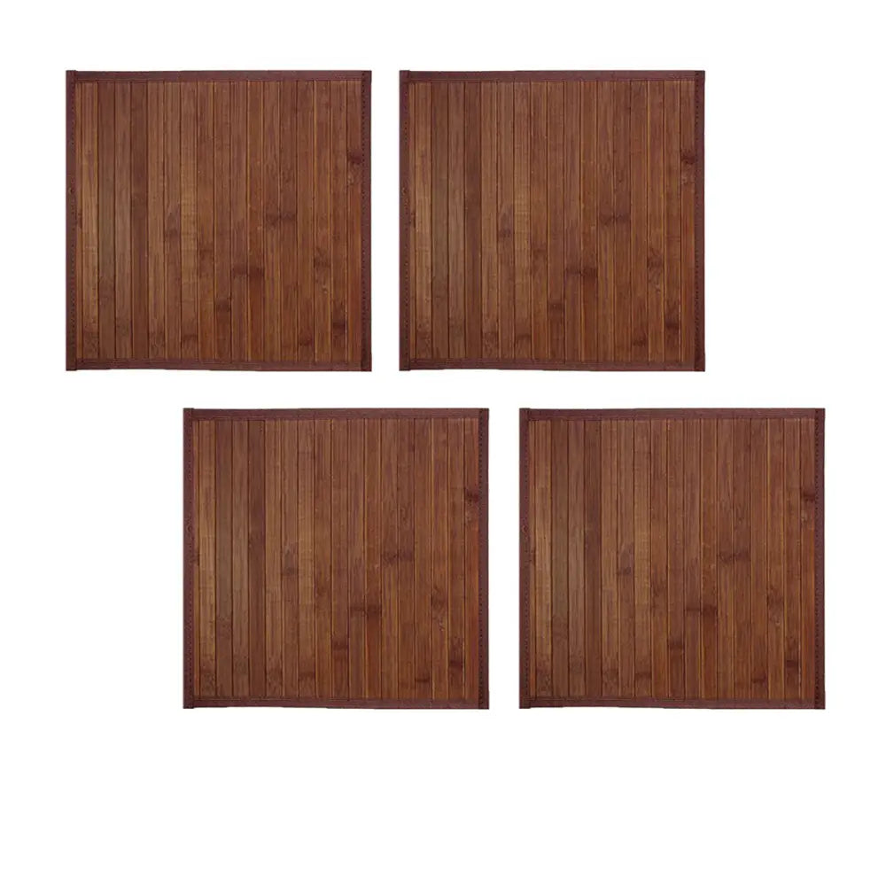 Set of 4 Square Broad Slat Bamboo Table Placemats 35 x 35cm Chocolate - Home & Garden > Kitchenware