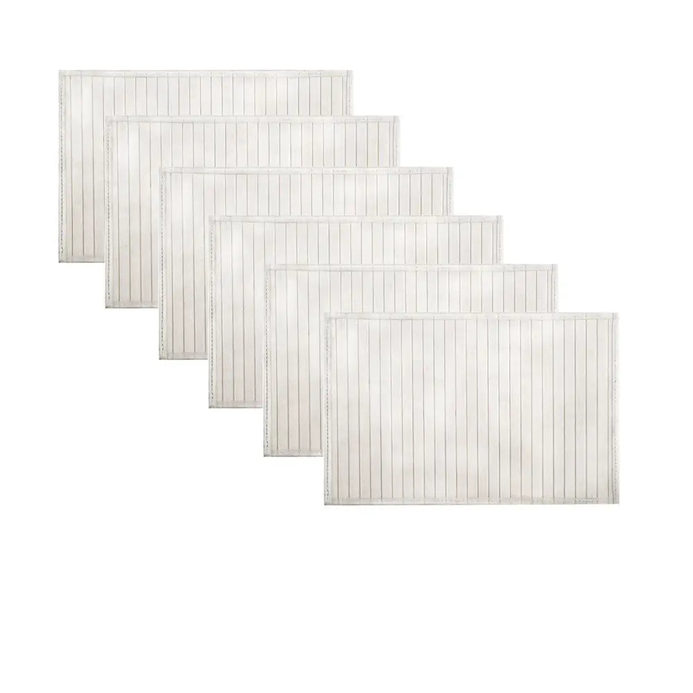 Set of 6 Broad Slat Bamboo Table Placemats 30 x 45cm White - Home & Garden > Kitchenware