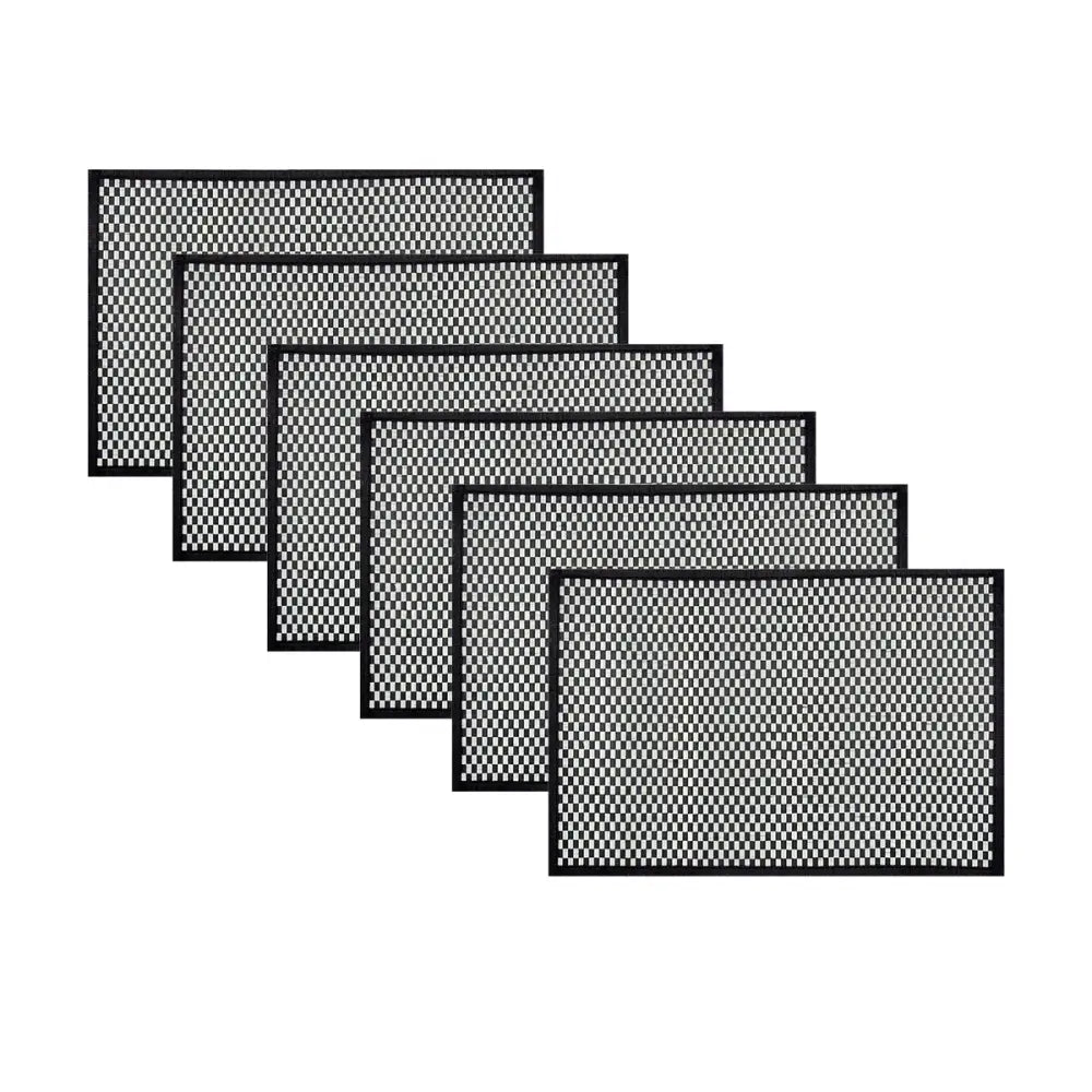 Set of 6 Checkered Black White Bamboo Table Placemats 30 x 45cm - Home & Garden > Kitchenware