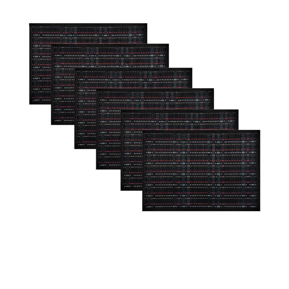 Set of 6 Multi Stitch Bamboo Table Placemats 30 x 45cm Black - Home & Garden > Kitchenware