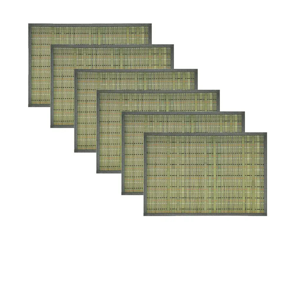 Set of 6 Multi Stitch Bamboo Table Placemats 30 x 45cm Teal - Home & Garden > Kitchenware