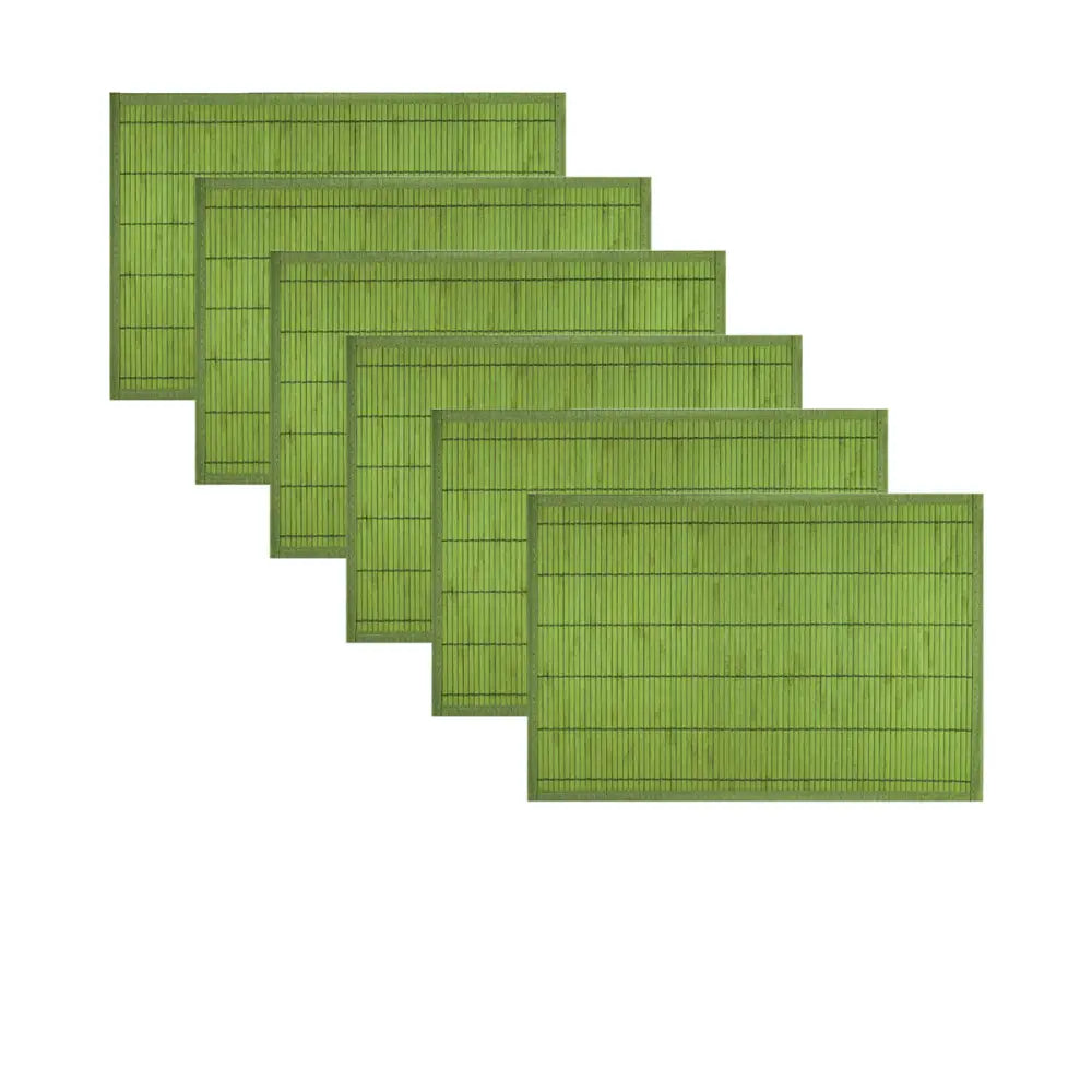 Set of 6 Narrow Slat Bamboo Table Placemats 30 x 45cm Green - Home & Garden > Kitchenware