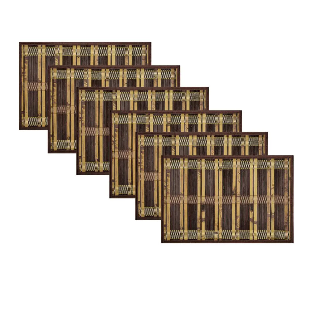 Set of 6 Natural 2 Tone Bamboo Table Placemats 30 x 45cm - Home & Garden > Kitchenware
