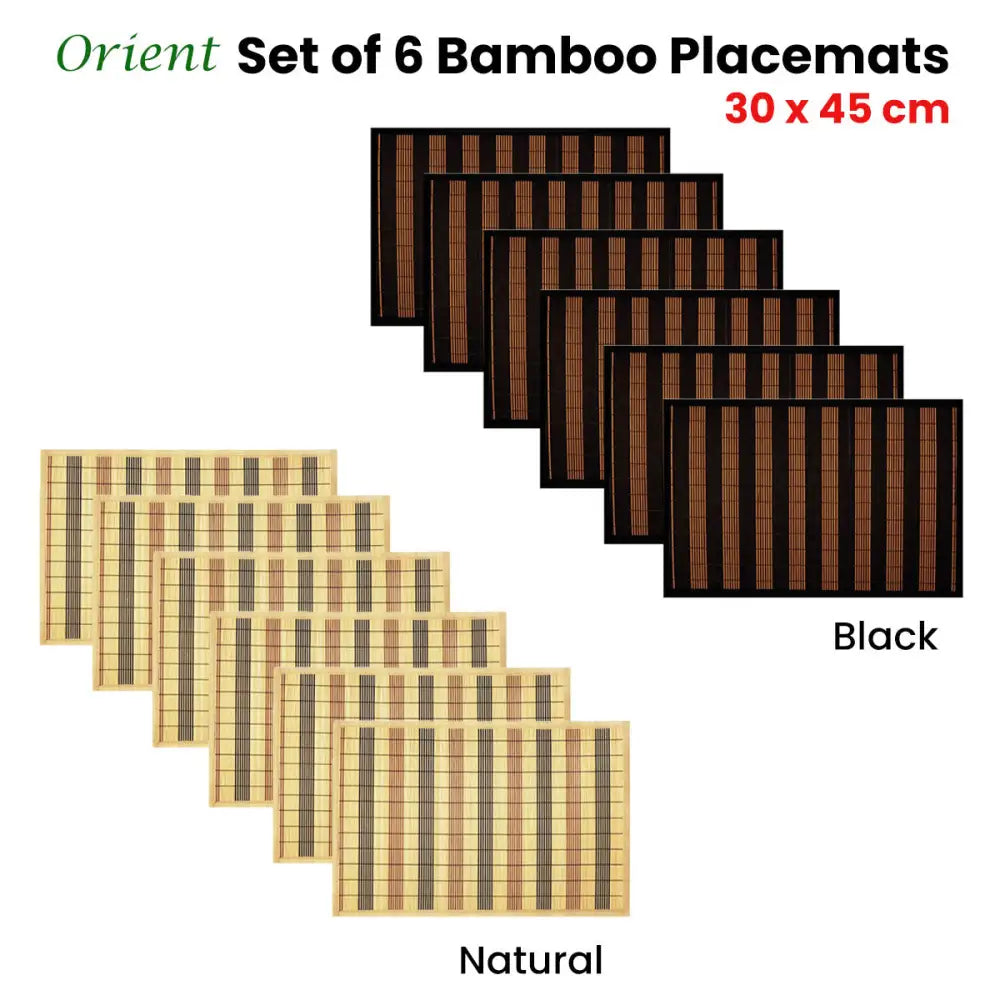 Set of 6 Orient Bamboo Table Placemats 30 x 45cm Natural - Home & Garden > Kitchenware