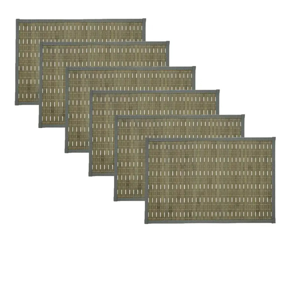 Set of 6 Streak Bamboo Table Placemats 30 x 45cm Grey Silver - Home & Garden > Kitchenware