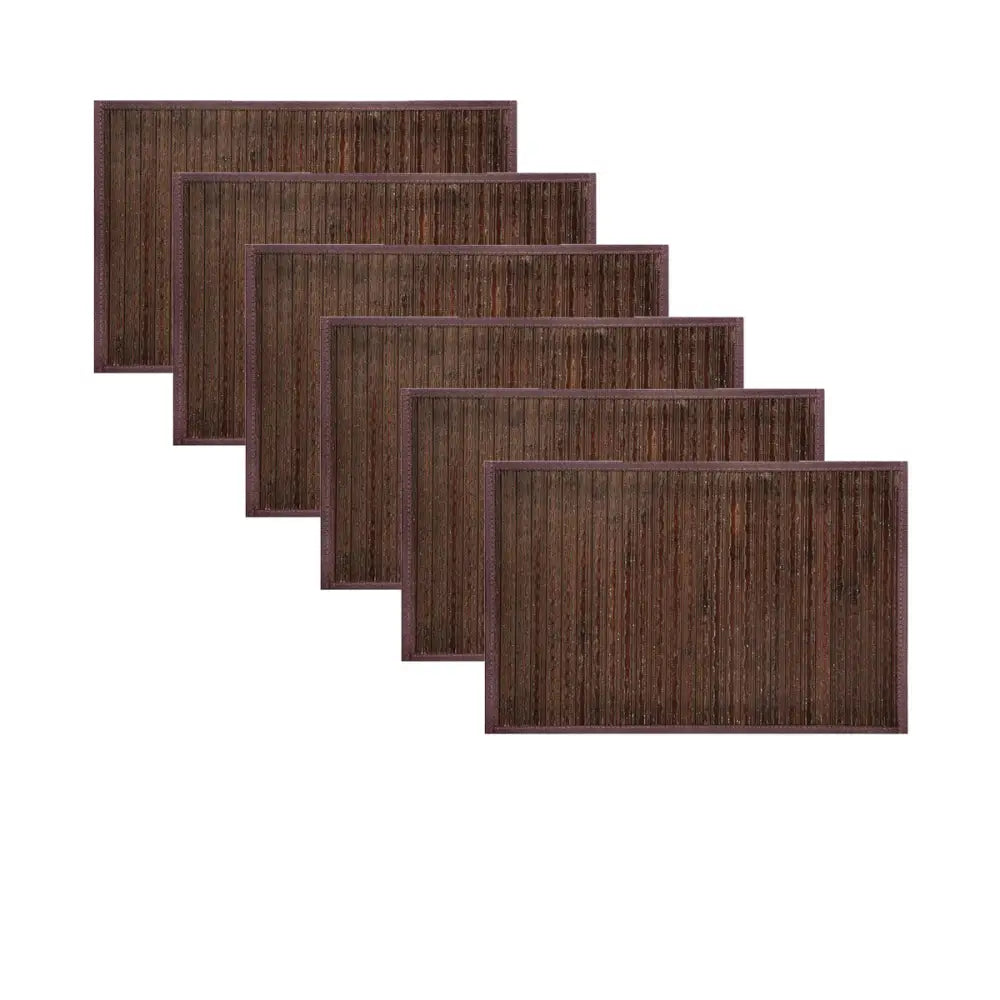 Set of 6 Varnish Bamboo Table Placemats 30 x 45cm Chocolate - Home & Garden > Kitchenware