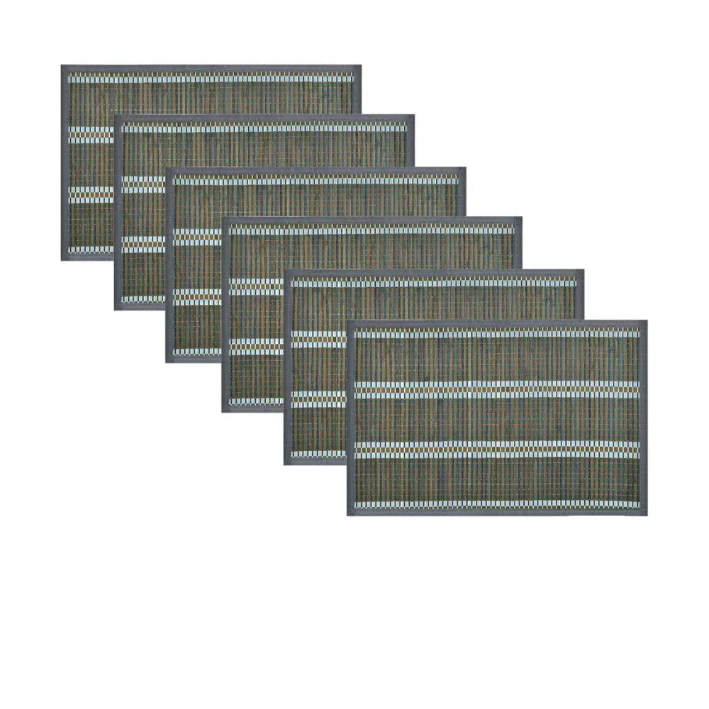 Set of 6 Victoria Bamboo Table Placemats 30 x 45cm Grey/Silver - Home & Garden > Kitchenware