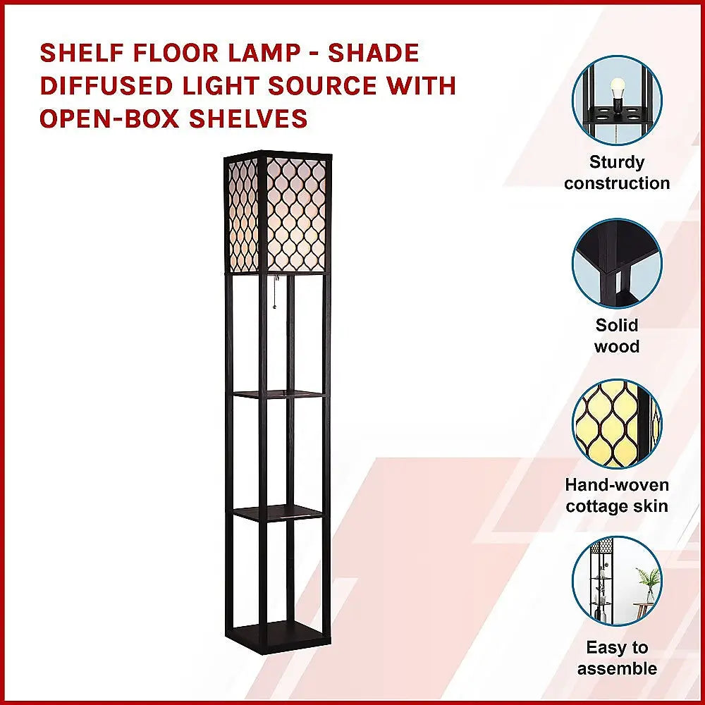 Shelf Floor Lamp - Shade Diffused Light Source with Open-Box Shelves - Home & Garden > Lighting