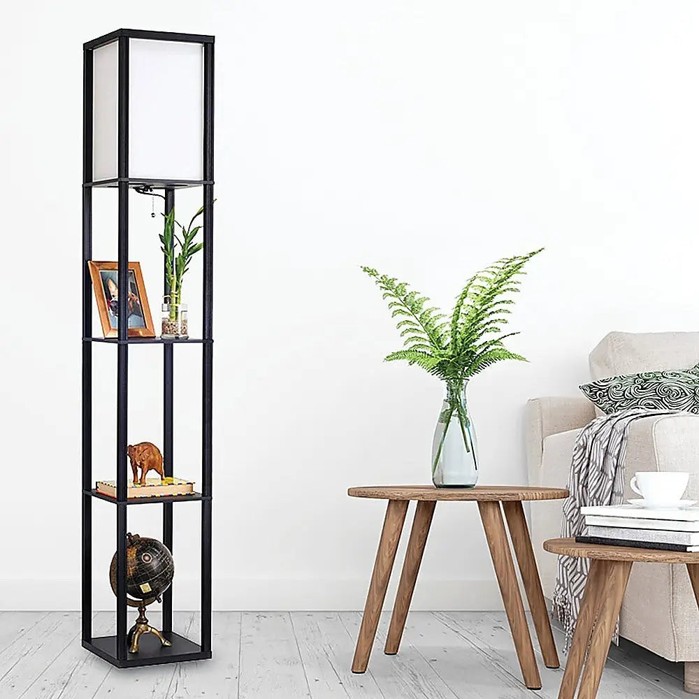Shelf Floor Lamp - Shade Diffused Light Source with Open-Box Shelves - Home & Garden > Lighting