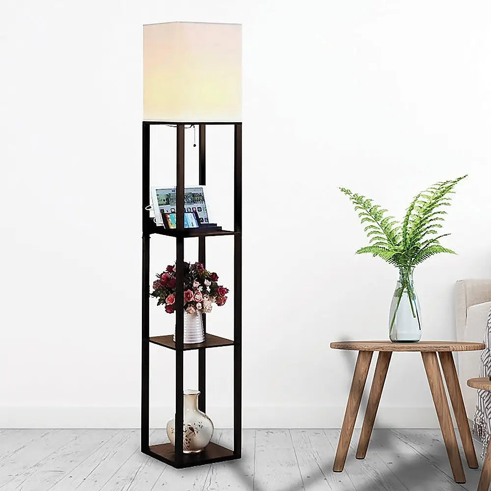 Shelf Floor Lamp - Shade Diffused Light Source with Open-Box Shelves - Home & Garden > Lighting