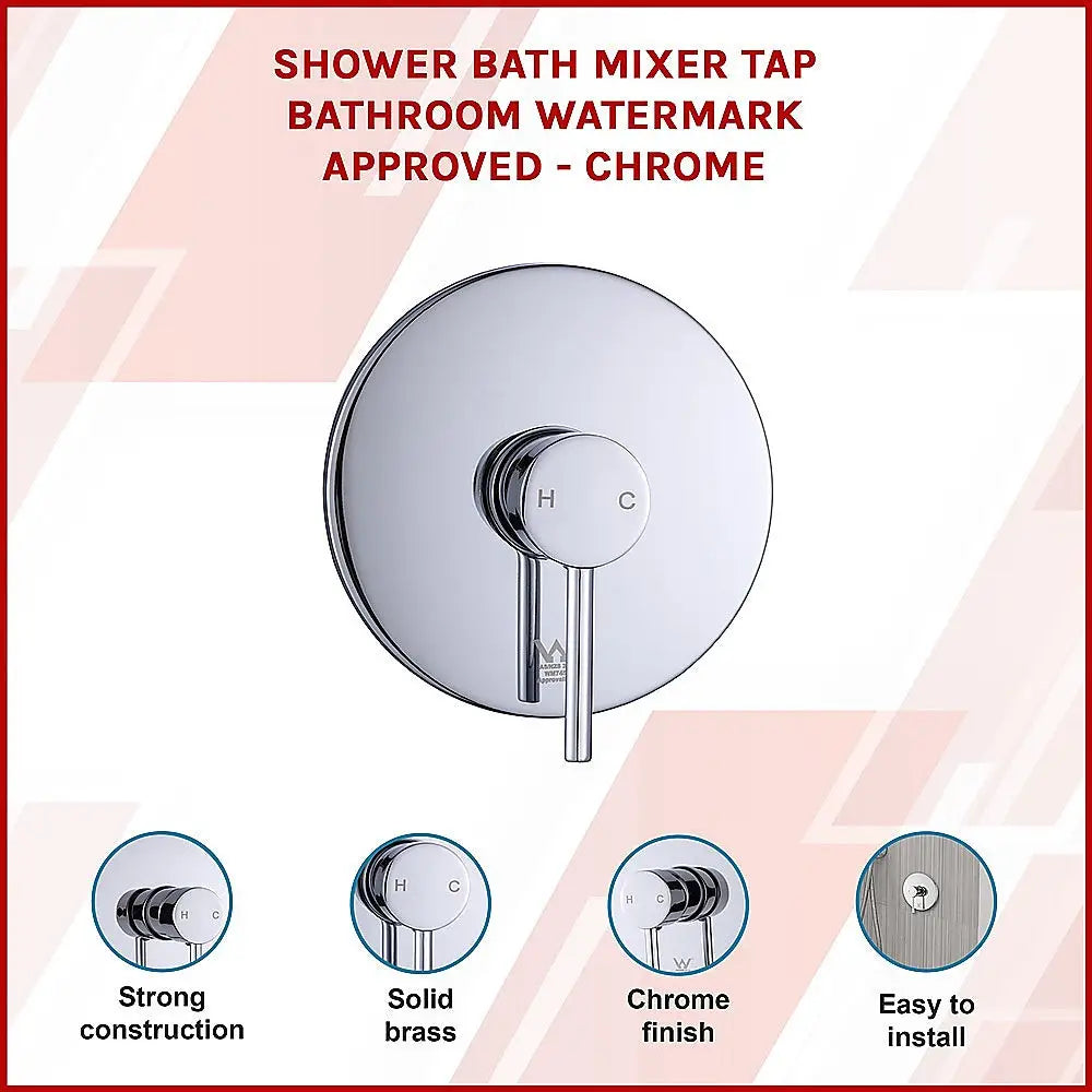 Shower Bath Mixer Tap Bathroom WATERMARK Approved - Chrome - Furniture > Bathroom > Tap & Sink Accessories