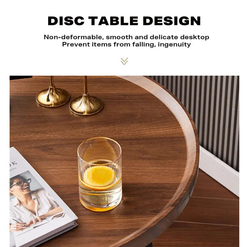 Side Round Coffee Table Retro 2-Tier Wooden Industrial Style - Electronics > Computers & Tablets