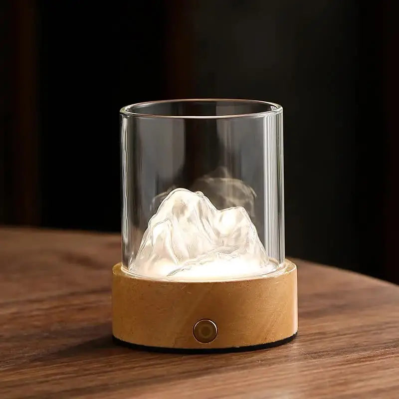 Silver LED Glass Night Light with Mountain Design USB Rechargeable - Home & Garden > Lighting > Night Lights & Ambient