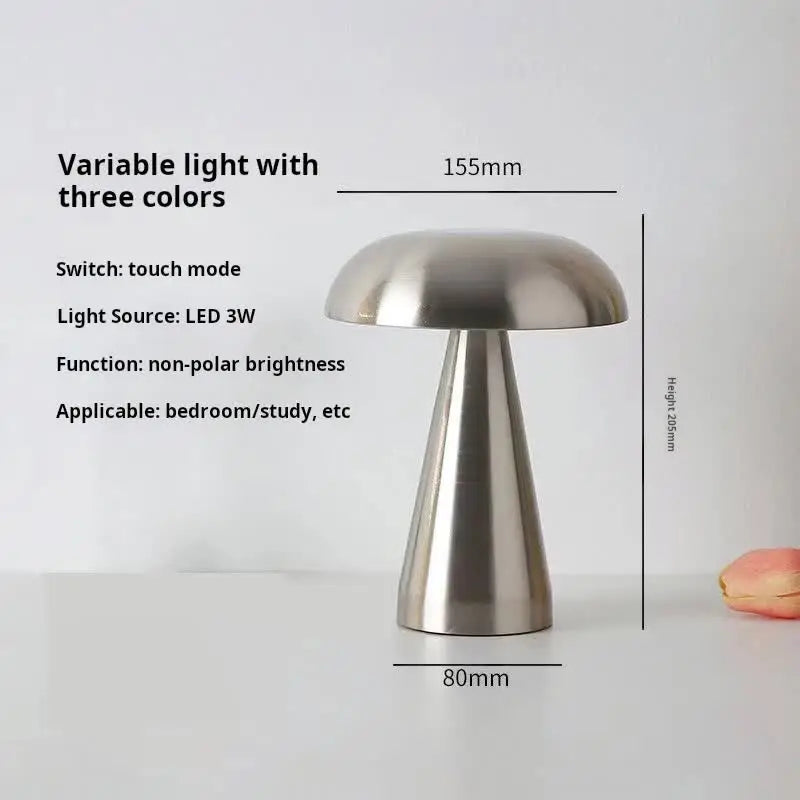 Silver Modern Mushroom Table Lamp - Minimalist Metal Design for Home and Office - Home & Garden > Lighting > Table Lamps