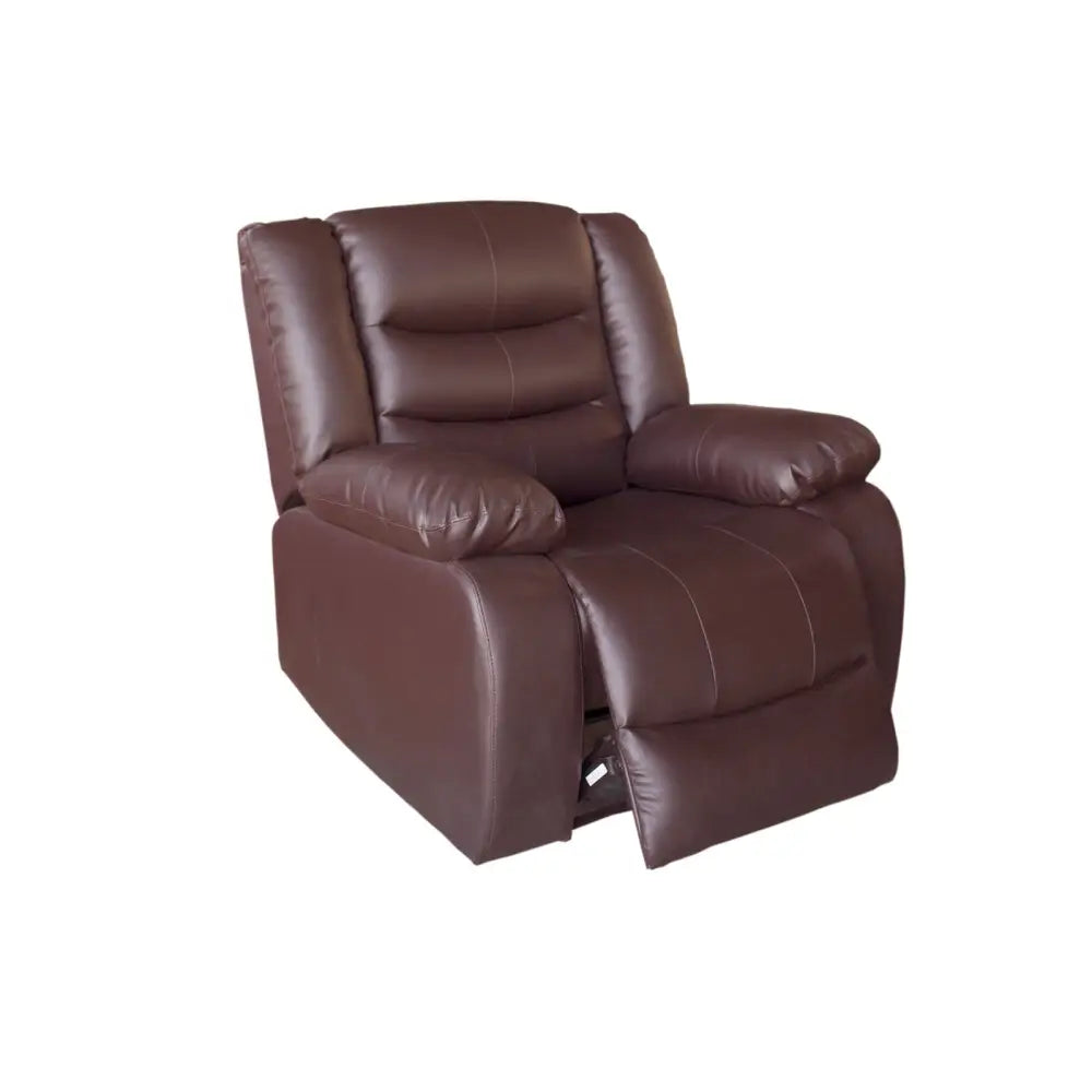 Single Seater Recliner Sofa Chair In Faux Leather Lounge Couch Armchair in Brown - Furniture > Living Room