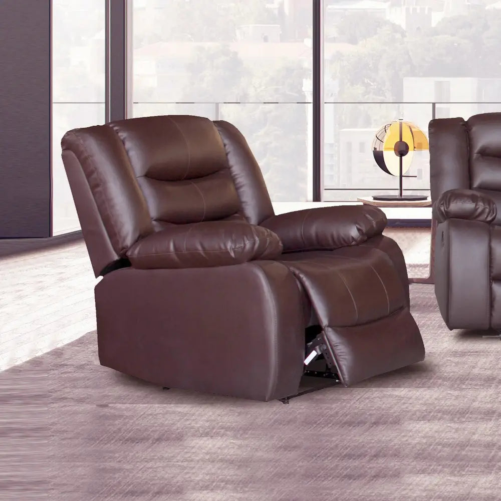Single Seater Recliner Sofa Chair In Faux Leather Lounge Couch Armchair in Brown - Furniture > Living Room