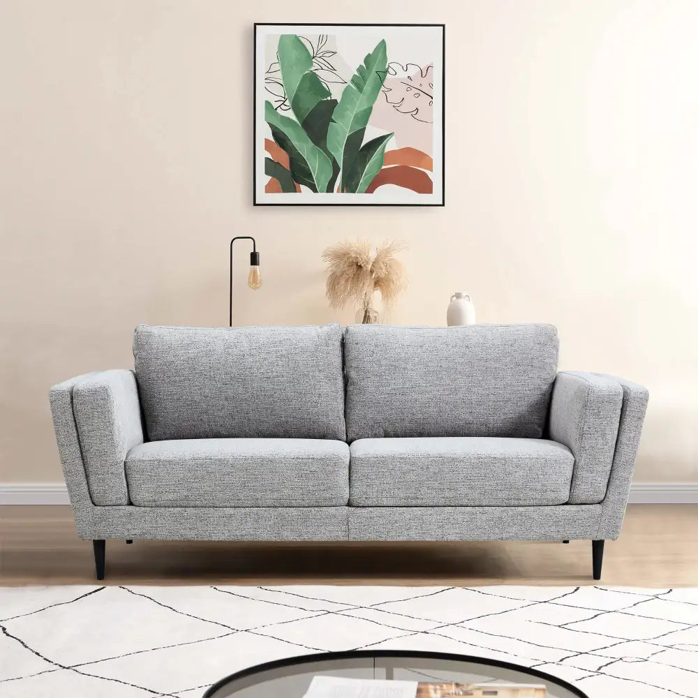 Skylar 3 Seater Sofa Fabric Uplholstered Lounge Couch - Pepper - Furniture > Sofas