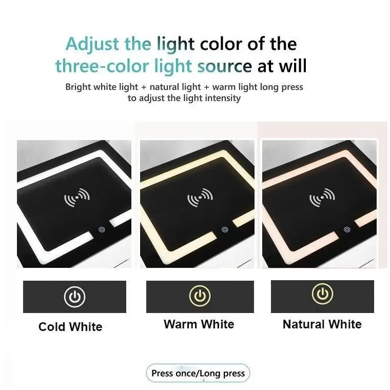 Smart Bedside Tables Finger Print Lock Side 3 Drawers Wireless Charging USB Nightstand LED AU - Furniture > Bedroom >