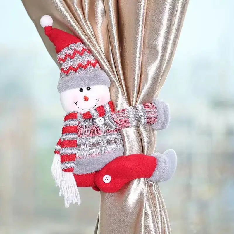 Snowman Curtain Tieback - Festive Plush Christmas Curtain Holder for Holiday Decor 22*44cm 2 PCS - Occasions >
