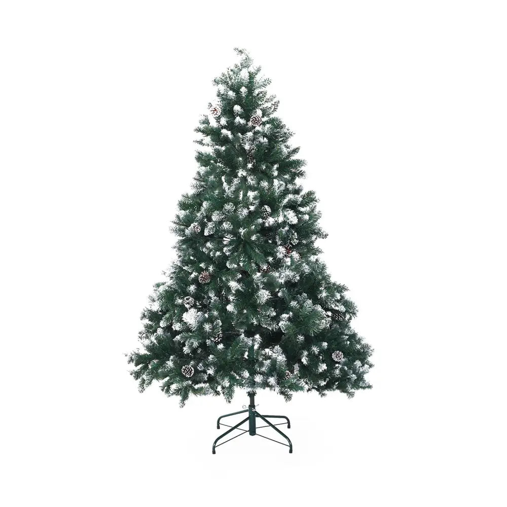 Snowy Christmas Tree Xmas Pine Cones 5Ft 150cm 720 tips GREEN - Occasions > Christmas > Christmas Trees