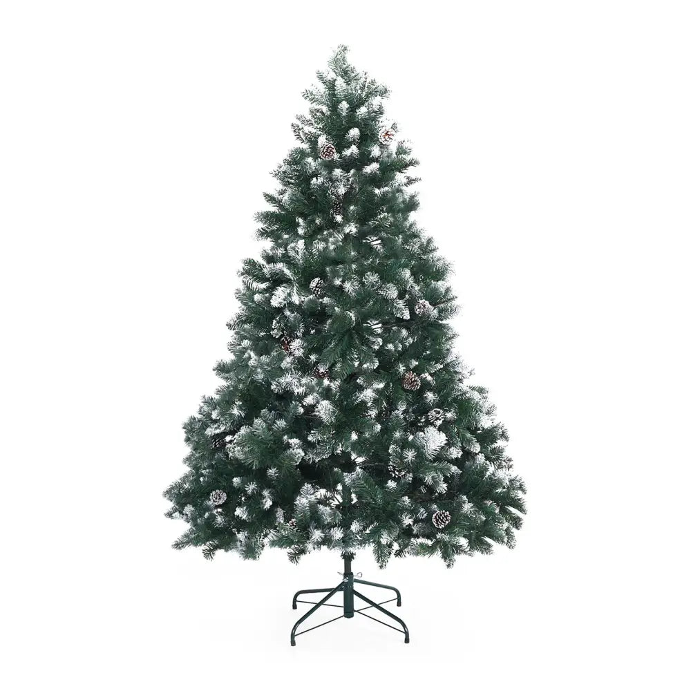 Snowy Christmas Tree Xmas Pine Cones 6Ft 180cm 930 tips GREEN - Occasions > Christmas > Christmas Trees